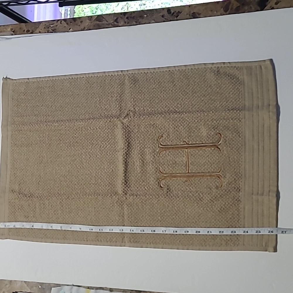 Embroidered H on a tan  dish towel  26 L X 15 1/2 W - Picture 6 of 6
